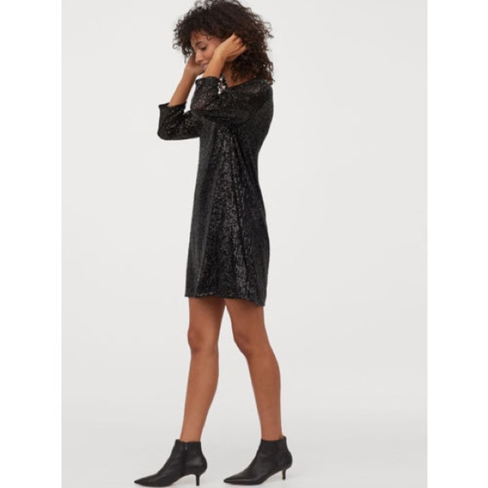 H&M | Women Black Embellished Short Sequined Dress, Large